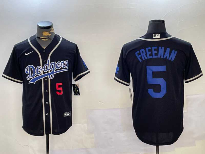 Men%27s Los Angeles Dodgers #5 Freddie Freeman Number Black Cool Base Jerseys->los angeles dodgers->MLB Jersey